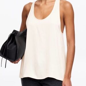 H+M cream satin-style tank top with a deep scoop neckline and racerback